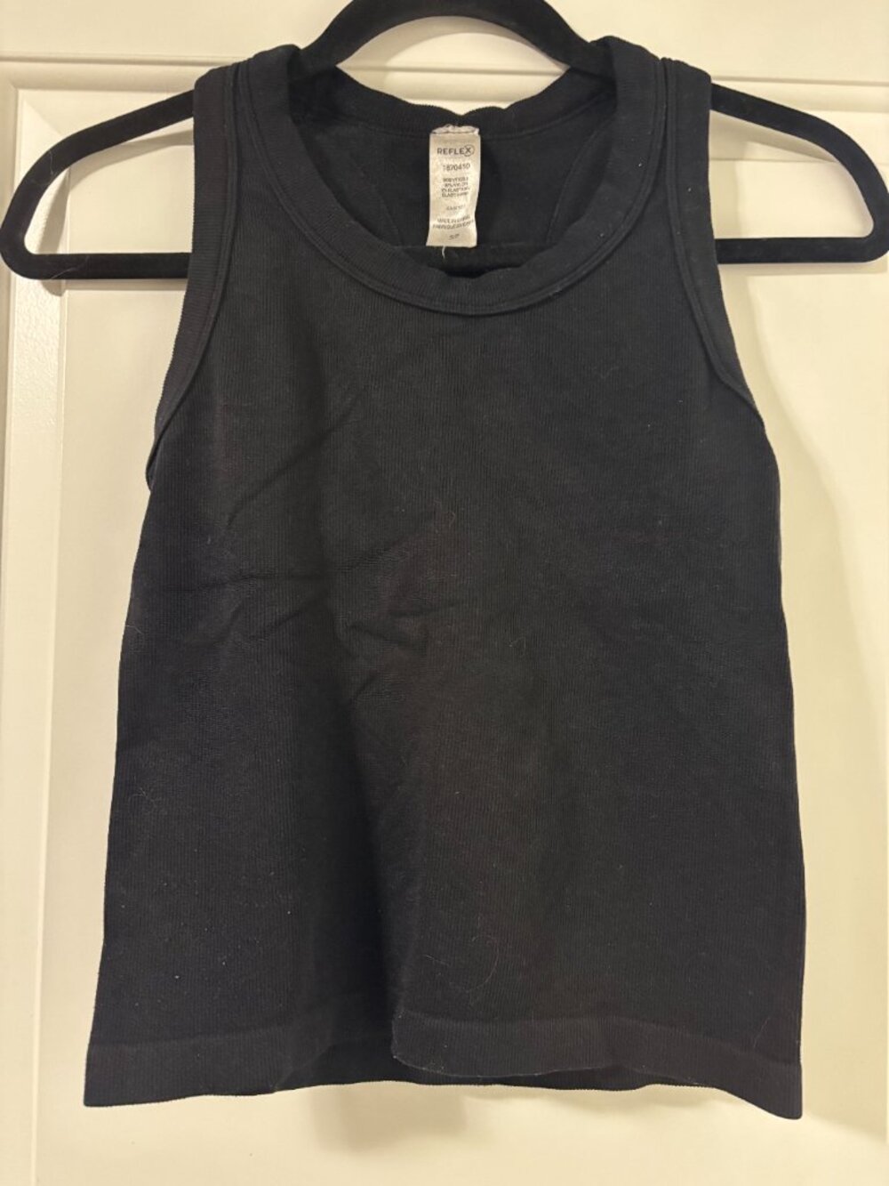 Reflex Black Ribbed Stretch Tank Top Size Small - Picture 2 of 3